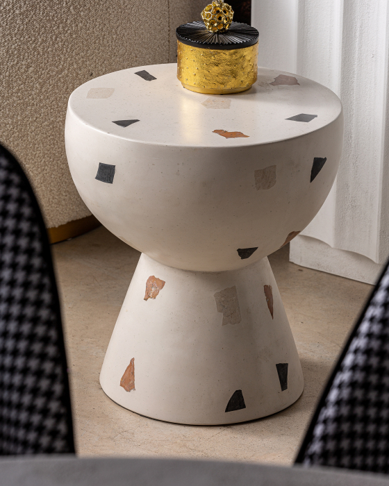 Masuta laterala contemporana terrazzo alb|Masute decorative [5]