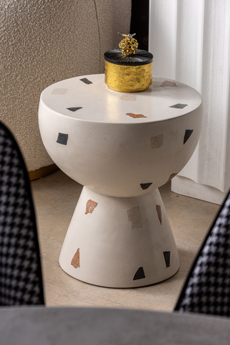 Masuta laterala contemporana terrazzo alb|Masute decorative [6]