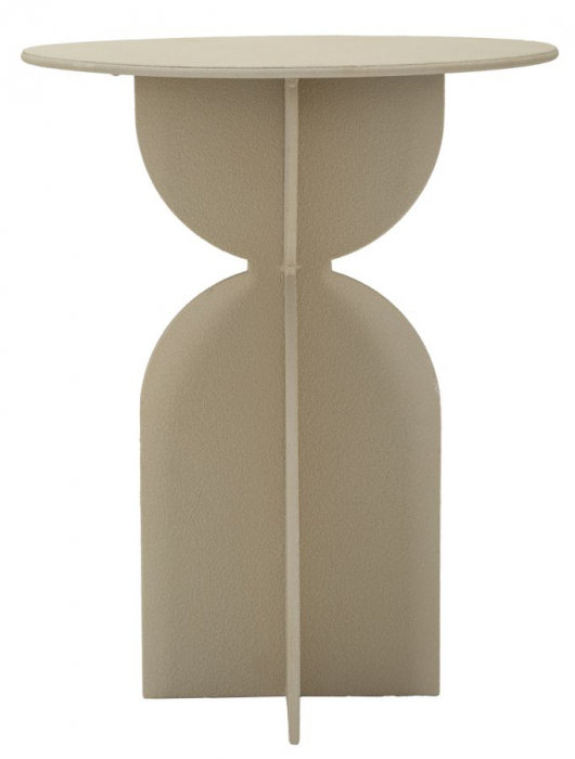 Măsuță metalică Dune bej nisipiu cu formă sculpturală și blat rotund [3]