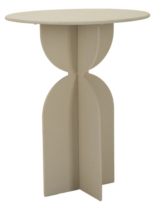 Măsuță metalică Dune bej nisipiu cu formă sculpturală și blat rotund [1]