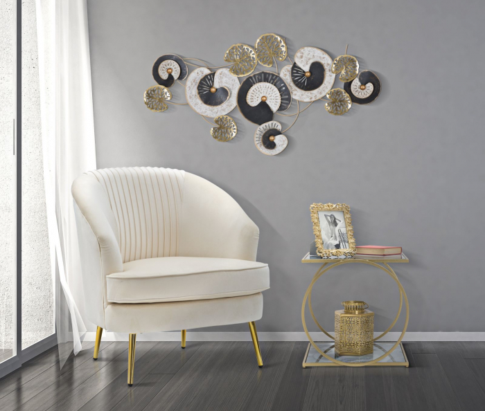 Masuta laterala Glam cu blat marmorat si doua nivele CreativDeco [7]