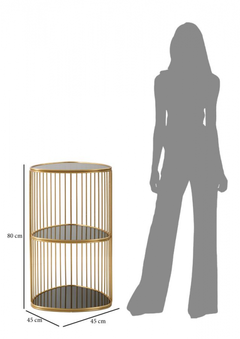 Masuta laterala inalta 3 rafturi aurie | Design antichizat CreativDeco [7]