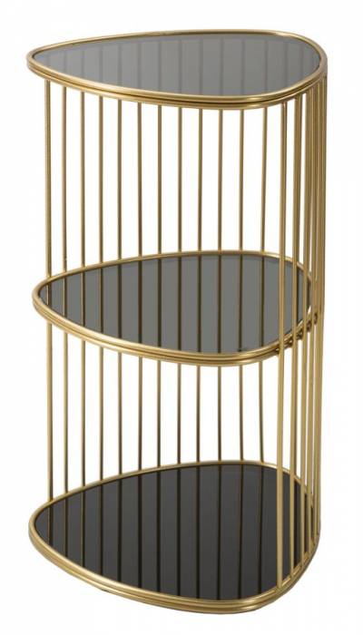 Masuta laterala inalta 3 rafturi aurie | Design antichizat CreativDeco [6]