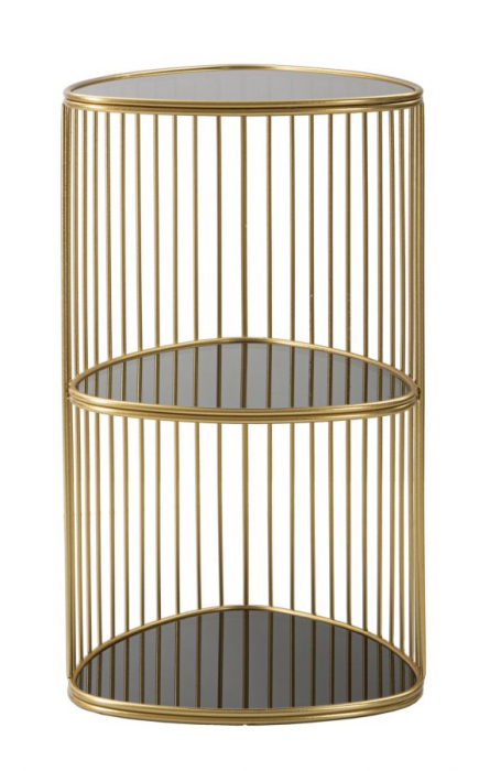 Masuta laterala inalta 3 rafturi aurie | Design antichizat CreativDeco [1]