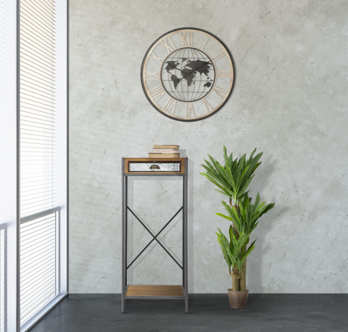 Masuta laterala industriala inalta cu depozitare | Design vintage CreativDeco [10]