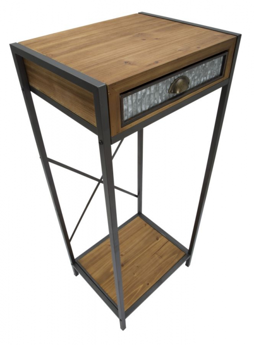Masuta laterala industriala inalta cu depozitare | Design vintage CreativDeco [4]