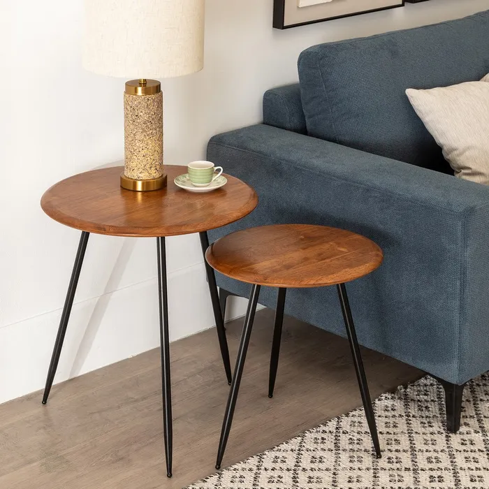 Masuta lemn cauciuc rotunda|Mobilier decor modern [2]