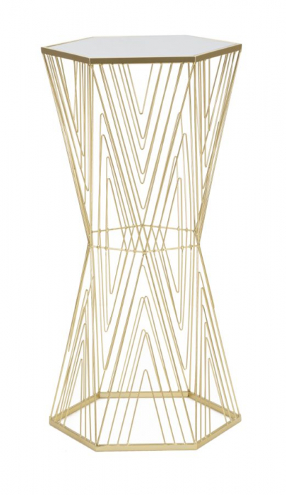 Masuta laterala Lines, metal auriu, oglinda [1]