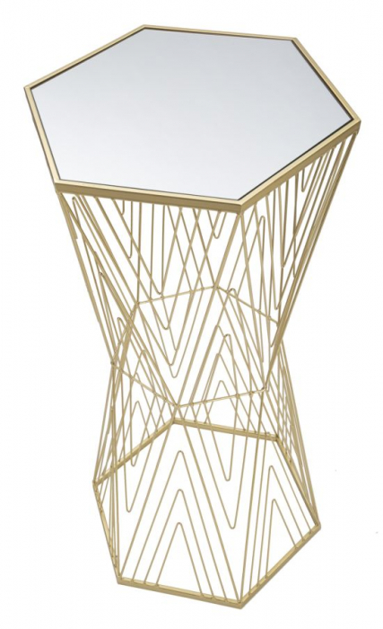 Masuta laterala Lines, metal auriu, oglinda [4]