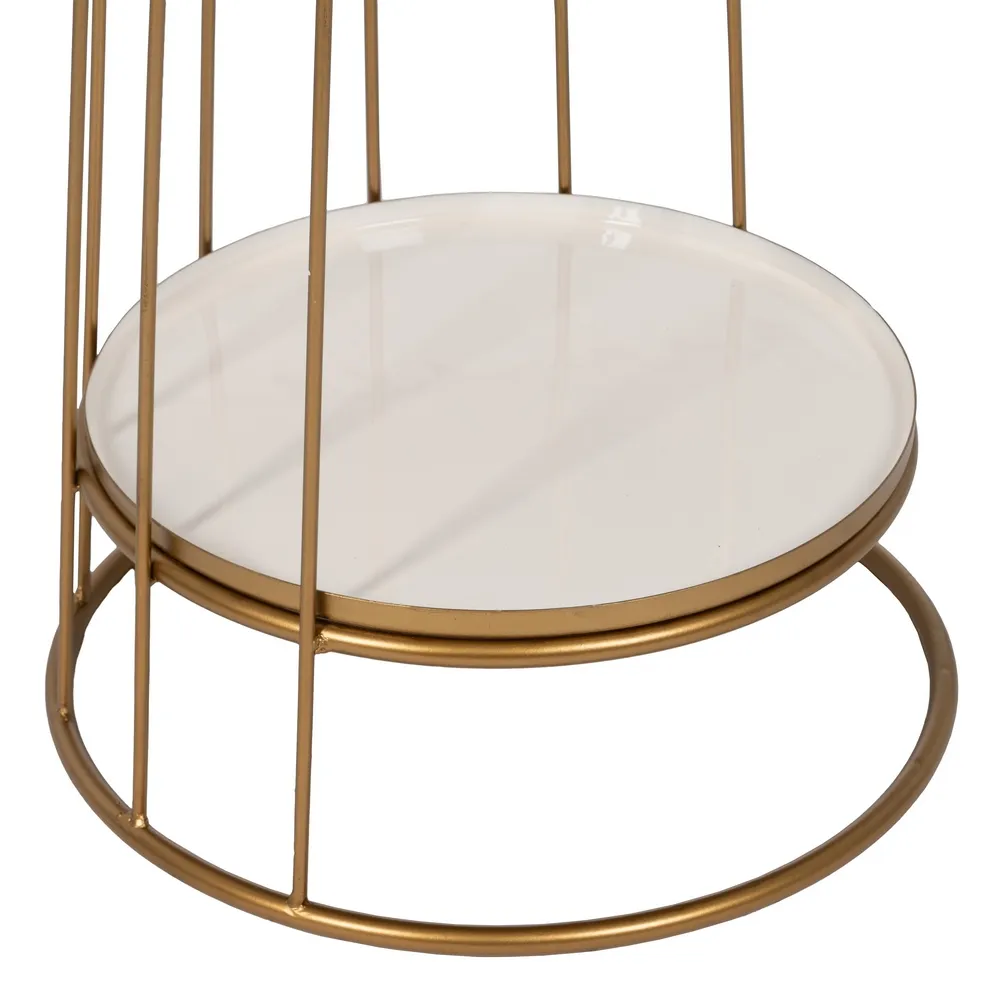 Masuta laterala metalica rotunda, alb auriu [4]