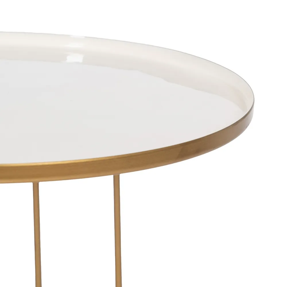 Masuta laterala metalica rotunda, alb auriu [10]