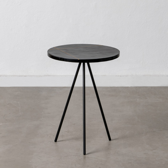 Masa Laterala Neagra cu Detalii Cupru CreativDeco - Design Minimalist Modern [1]