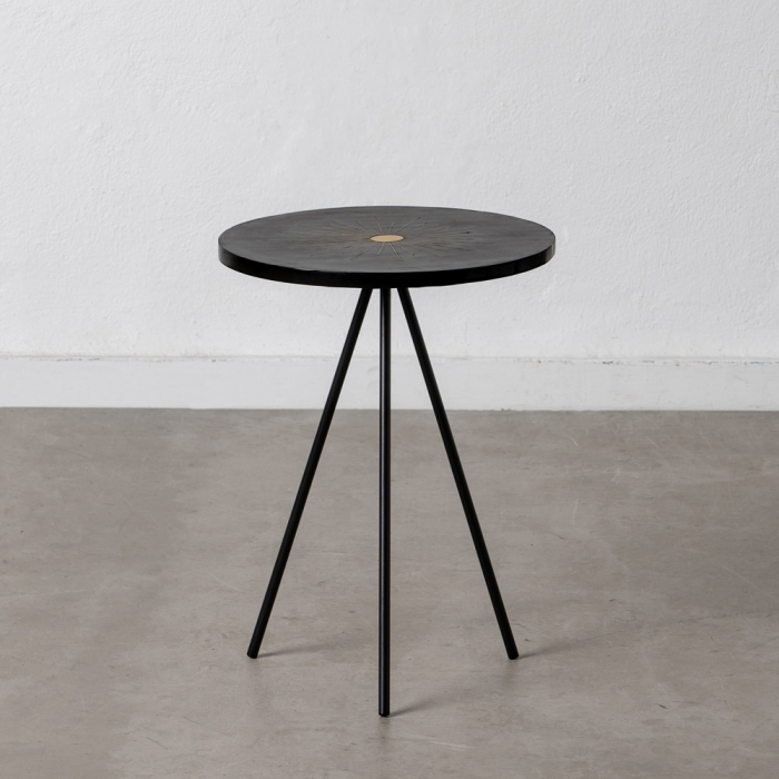 Masa Laterala Neagra CreativDeco - Detaliu Central Cupru pentru Decor Industrial [1]