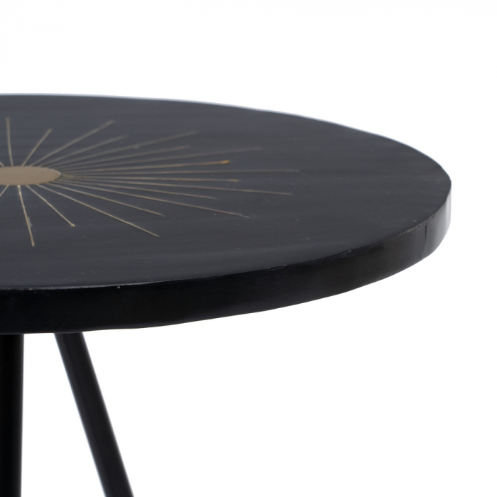 Masa Laterala Neagra CreativDeco - Detaliu Central Cupru pentru Decor Industrial [3]