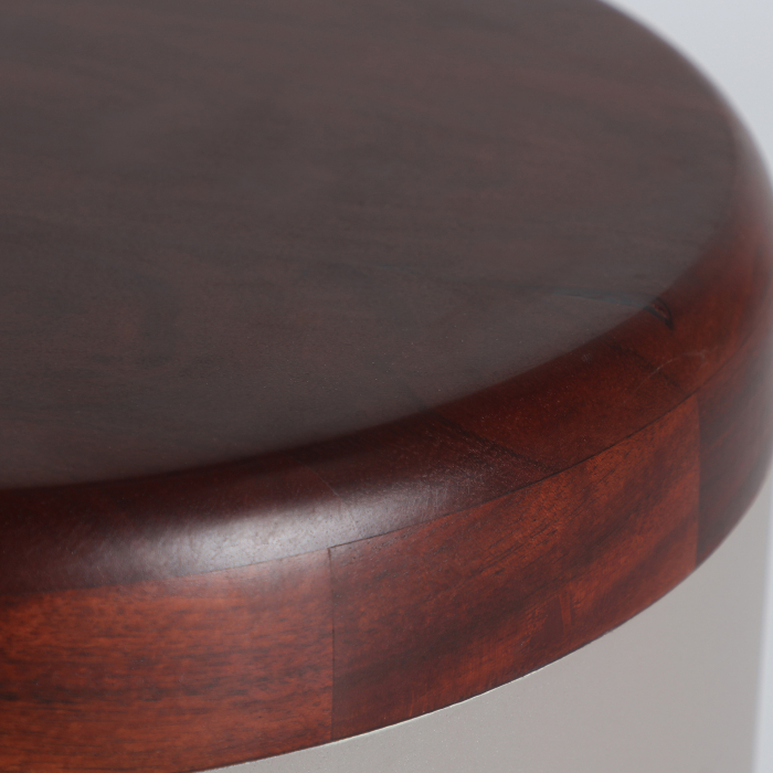 Măsuță laterală cu structură metalică gri și blat din lemn de acacia [4]