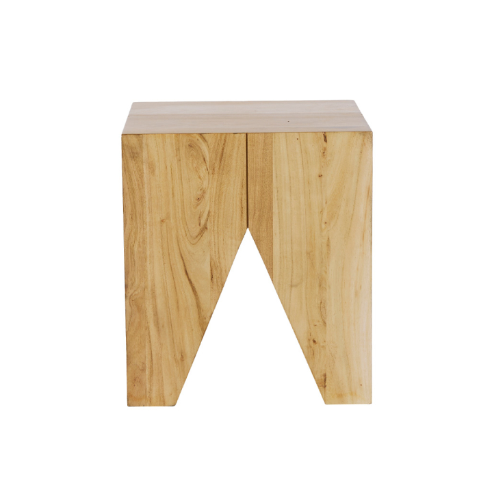 Măsuță laterală pătrată din lemn de acacia bej [4]