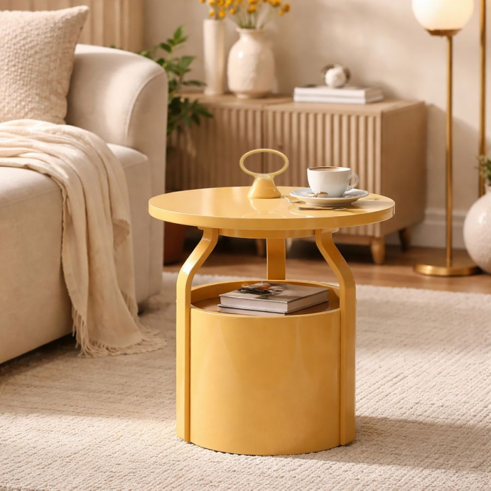 Masuta laterala plastic crem cu depozitare 44x43 cm [6]