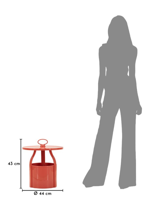 Masuta laterala plastic rosu cu depozitare 44x43 cm [7]