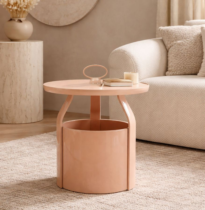 Masuta laterala plastic roz cu depozitare 44x43 cm [6]