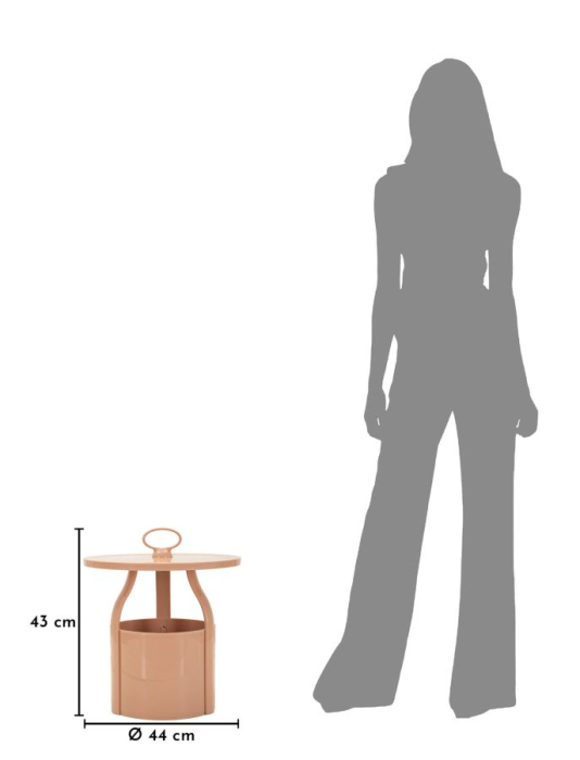 Masuta laterala plastic roz cu depozitare 44x43 cm [7]