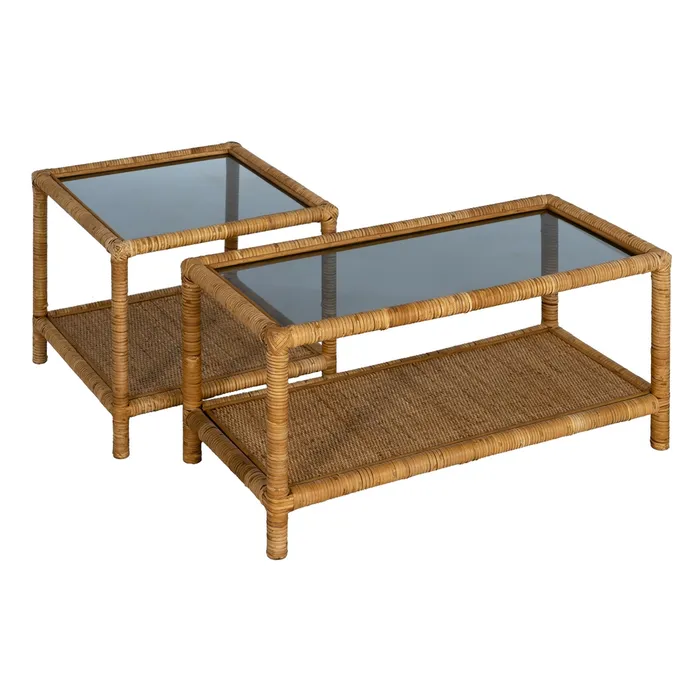 Masuta laterala ratan sticla|Mobilier natural decorativ [2]