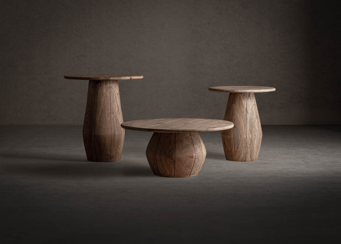 Măsuță laterală din lemn de mango cu bază sculpturală Jacquard [4]