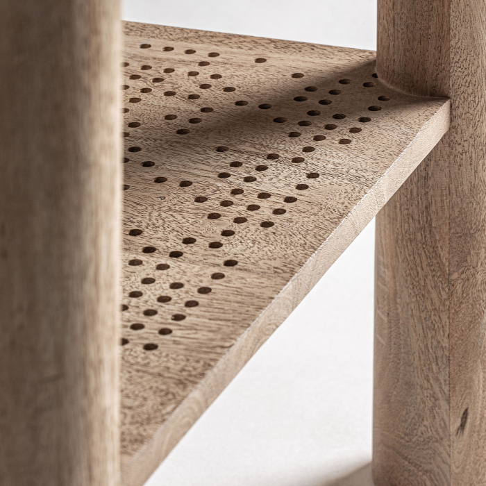 Măsuță laterală din lemn de mango și sticlă cu structură aerată Jacquard [3]