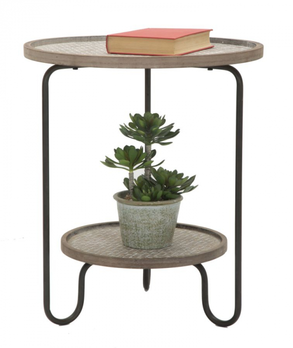 Masuta laterala Arex 2 rafturi stil rustic boho CreativDeco [3]