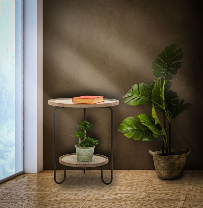 Masuta laterala Arex 2 rafturi stil rustic boho CreativDeco [6]