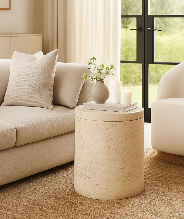 Masuta laterala rotunda cilindrica crem 35x43 cm [6]