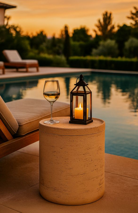 Masuta laterala rotunda cilindrica crem 35x43 cm [5]