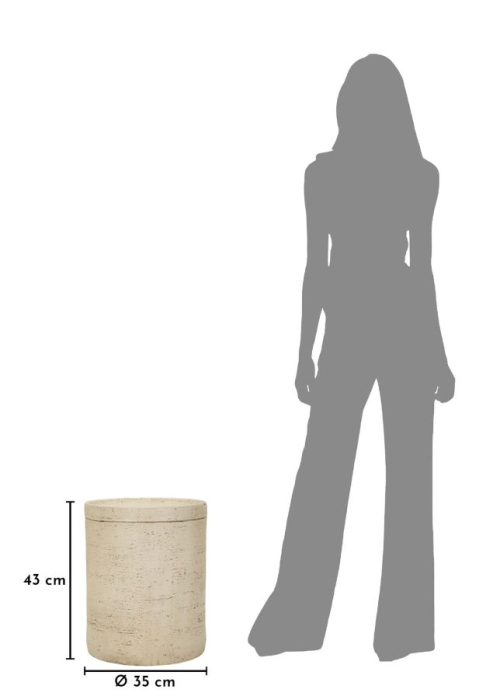 Masuta laterala rotunda cilindrica crem 35x43 cm [7]