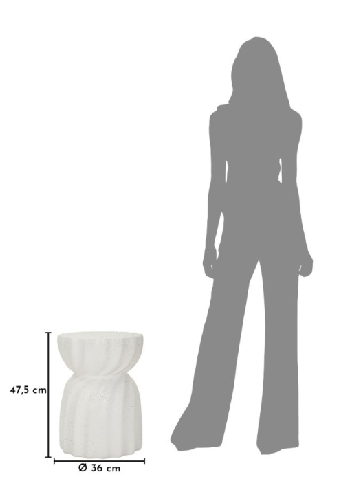 Masuta laterala rotunda sculpturala rasucita crem 36x47.5 cm [8]