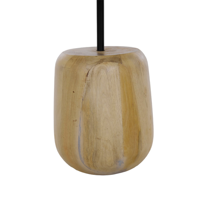 Măsuță laterală rotundă din lemn de mango maro deschis cu bază sculptată [3]