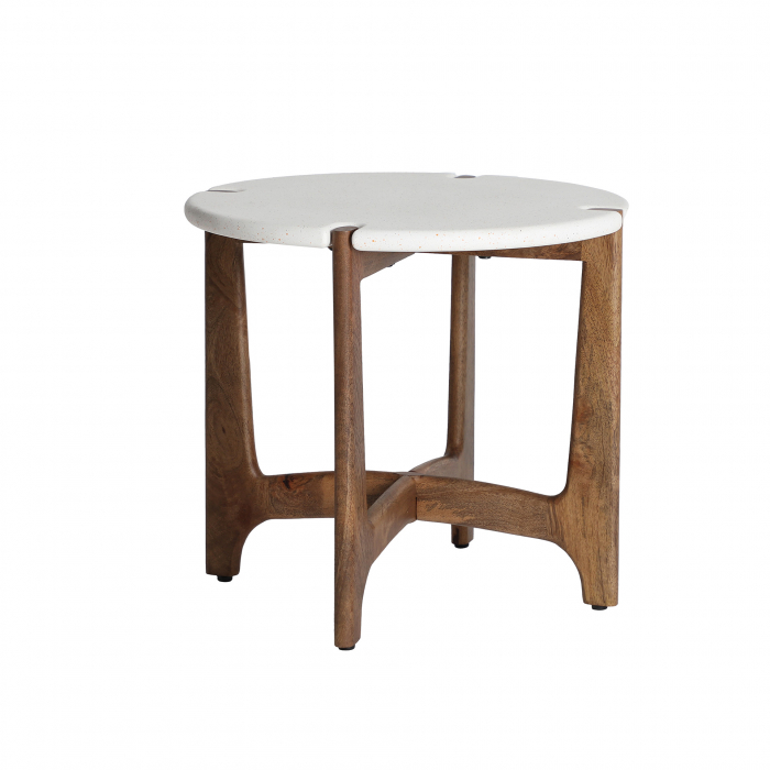 Masuta laterala din mango maro si MDF alb Laax 55 x 50 cm [1]