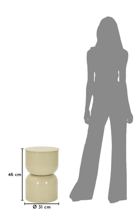 Masuta laterala rotunda metal crem lucios 31x46 cm [2]