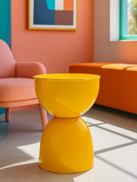 Masuta laterala rotunda metal mustar lucios 31x46 cm [5]