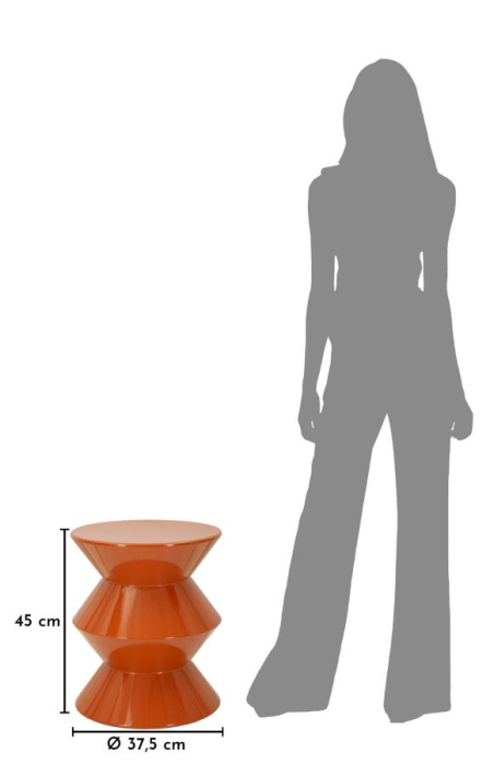 Masuta laterala rotunda metal portocaliu intens lucios 37.5x45 cm [6]