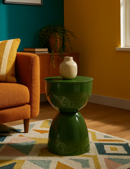 Masuta laterala rotunda metal verde inchis lucios 31x46 cm [5]