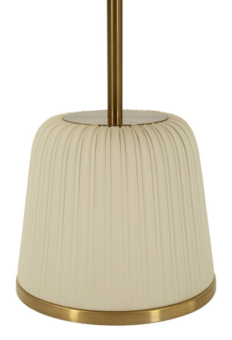 Masuta laterala rotunda metal auriu si piele alba 40x55 cm [3]