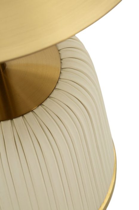 Masuta laterala rotunda metal auriu si piele alba 40x55 cm [4]