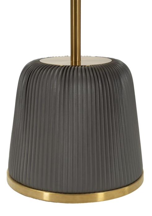 Masuta laterala rotunda metal si piele gri 40x55 cm [3]