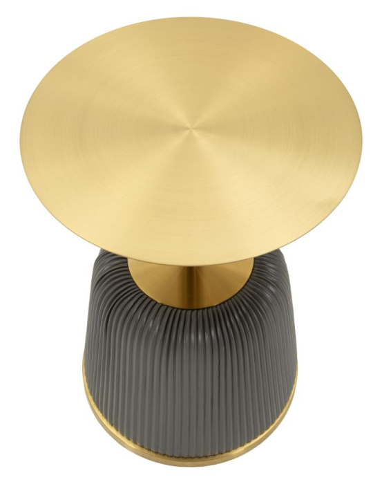 Masuta laterala rotunda metal si piele gri 40x55 cm [2]