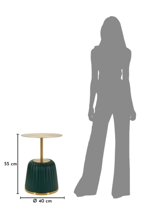 Masuta laterala rotunda metal si piele verde 40x55 cm [6]