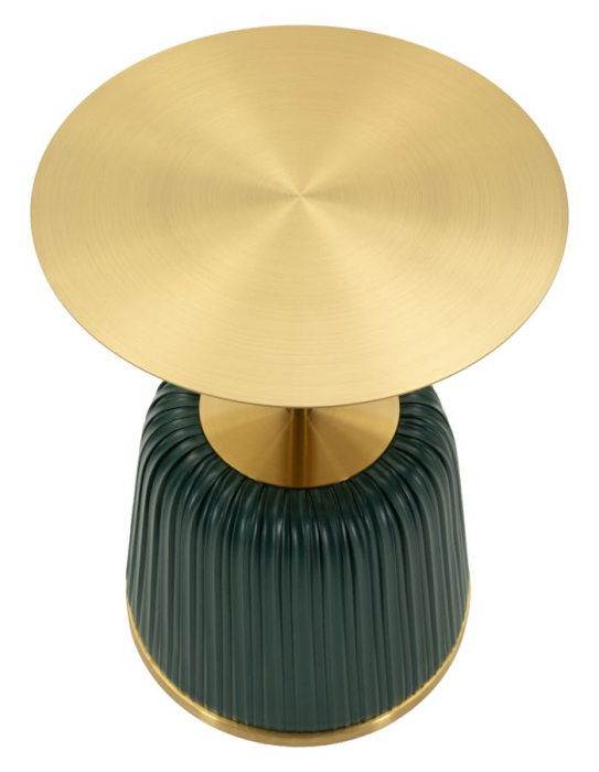 Masuta laterala rotunda metal si piele verde 40x55 cm [2]