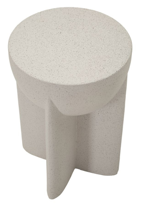 Masuta laterala rotunda crem efect piatra 33.5x48.5 cm [5]