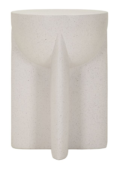 Masuta laterala rotunda crem efect piatra 33.5x48.5 cm [3]