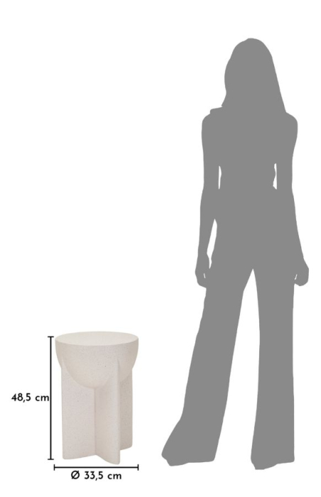 Masuta laterala rotunda crem efect piatra 33.5x48.5 cm [9]