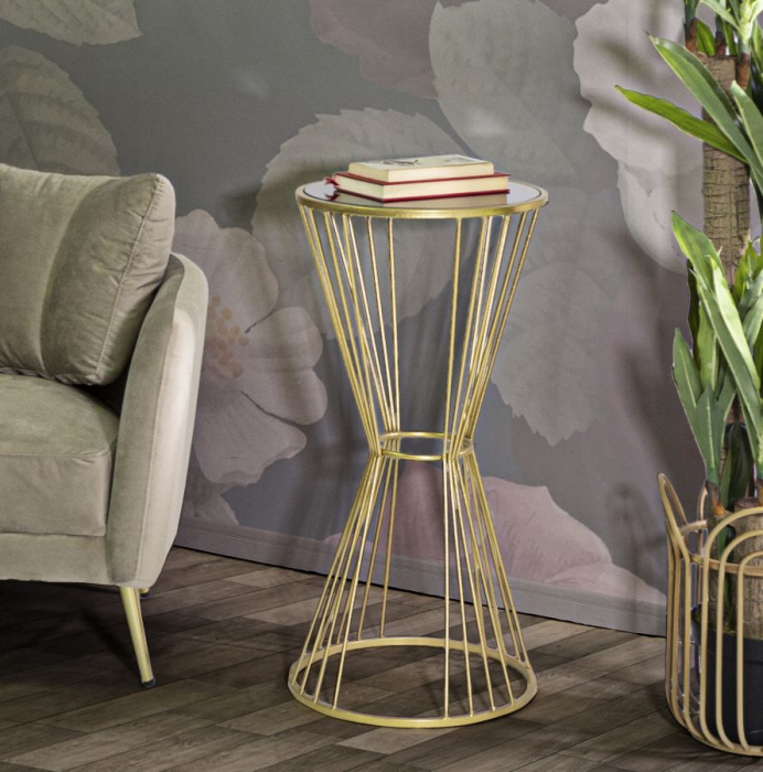 Masuta laterala inalta cu blat sticla design Glamour CreativDeco [5]