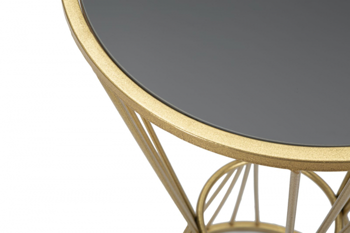 Masuta laterala rotunda metal oglinda, auriu - CreativDeco.ro [6]